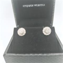 Gold-Diamond Earrings DIAMOND 23 Diamonds .023 Carat T.W. 14K White Gold 1.8g